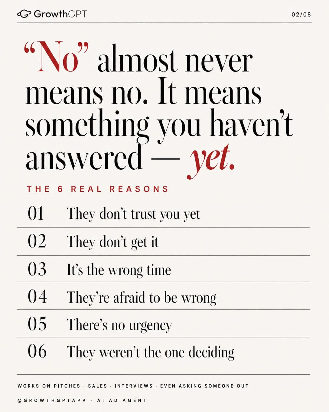 6 real reasons people say no, Slide 2