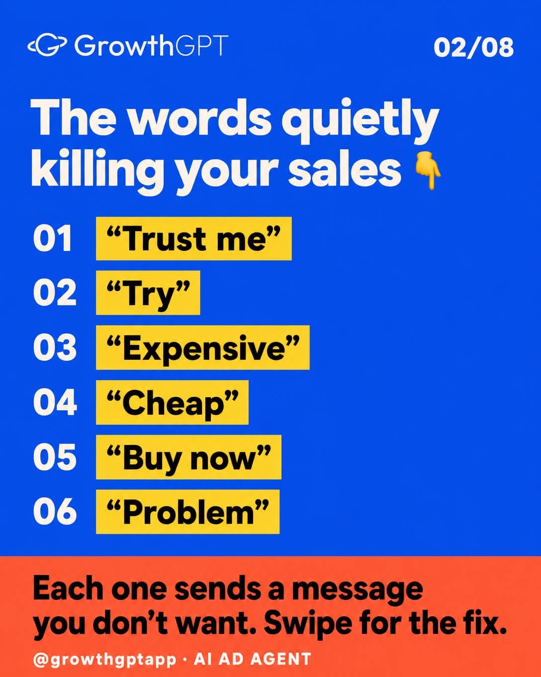 6 words killing your sales, Slide 2