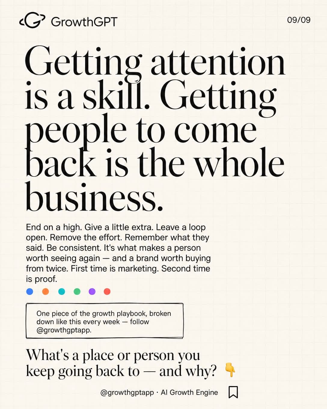 Getting people to come back, Slide 9