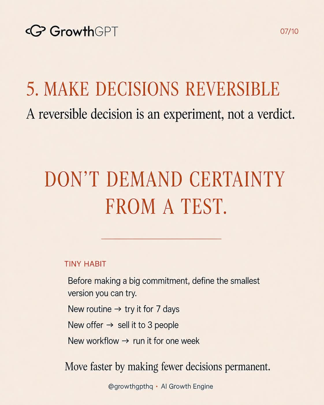 Make Life Easier — seven tiny habits, Slide 7