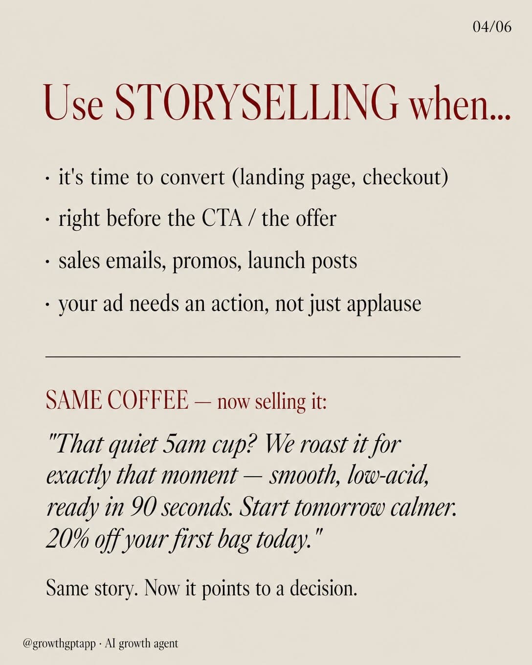 Storytelling vs Storyselling, Slide 4